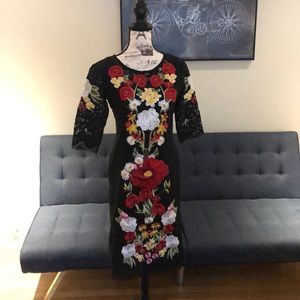 BEAUTIFUL MIDI LACE DETAIL DRESS